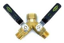 FAIRVIEW Industrial-Grade Garden Hose Splitter, Oversized Handles, Full-Port Valves with HEX Connector