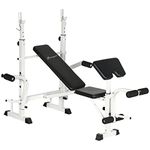 Soozier Adjustable Weight Bench with Squat Rack, Preacher Curl Pad, Leg Developer, Butterfly, and Weight Storage, Multi-Function Bench Press Set for Full Body Workout