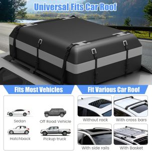 COSTWAY 21 Cu Ft Car Roof Bag – Waterproof Cargo Carrier with Lock & Straps, Black/Grey