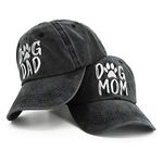 PopCrew Mom & Dad Hat | Funny Embroidered Adjustable Baseball Cap Gift for Couples Parents (Dog Mom & Dad)