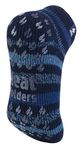 HEAT HOLDERS - Mens 2.3 TOG Warm Thick Anti Slip Low Cut Ankle Thermal Slipper Socks | Trainer Socks with Grips for Winter (6-11, Blue Stripe)