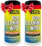 Boat Cleaner Wipes with UV Protection Boat Vinyl Cleaner and Protectant Car Leather Marine Boat Seat Cleaner Dashboard & Console Boat Cleaning Supplies Interior and Exterior Clean & Wash Products 2PK