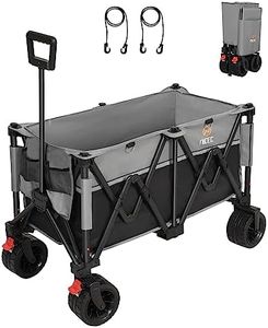 Nice C Collapsible Folding Wagon, Outdoor Utility Wagon, Garden Cart, Heavy Duty for 440LBS, Big Wheel for Sand, Large Capacity All-Terrain Wheels (Black/Grey)