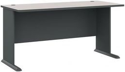 Bush Business Furniture Series A 60W Computer Desk in White Spectrum and Slate, Large Office Table for Home or Professional Workspace