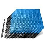 Thick Puzzle Exercise Mat, 10 Pcs EVA Foam Interlocking Tiles Protective Flooring for Gym Equipment and Cushion for Workouts, Durable Non-skid Texture, Easy To Assemble, Blue And Black