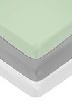 American Baby Company 100% Natural Cotton Jersey Knit Fitted Bassinet Sheet, Celery/Gray/White, (Pack of 3)