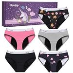 Rovtop Girls Menstrual Period Pants Teenager, Kids 5Pcs Soft Cotton Menstrual Briefs, Period Knickers Girls Leak-Proof, Clean and Washable, Teenage Menstrual Underwear for 8-16 Years(Size XL) Black