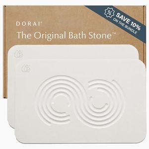 Dorai Home Bath Stone Mat 23.6"x15.4"| Luxury Diatomite Stone Bath Mat |Quickly Removes Water | Non-Slip, Quick-Dry Stone Bath Mat for Bathroom | Zen Sandstone - 2 Pack