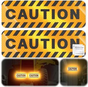 PHIXBEAR 2Pack Reflective Stickers - Made of 3M DG3 Material, High-Visibility CAUTION Labels for Trucks, Vans, Forklifts, Trailers, Warehouse Equipment, Parking Lots & Yards (Black/Yellow)