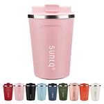 SUNTQ Reusable Coffee Cups Travel - Coffee Travel Mug with Leakproof Lid - Thermal Mug Insulated Cup - Stainless Steel Coffee Travel Cup - for Hot and Cold Drinks, 13oz/380ml, Pink