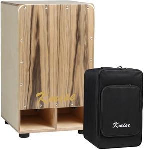 Kmise Portable Cajon Drum Box, 11.8×12.2×19.6" Adjustable Snare Cajons Drums, Solid Ebony & Birch Wood, Percussion Instrument Gift for Adults Kids, With Carry Bag,for Home Live Performance Practice