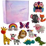 Animal Felt Sewing Kit for Kids - Felt Craft Kits for Children Age 6-12, First Sewing Kits for Beginner Boys and Girls, Stuffed Wild Animals DIY Art Fun Educational Toys, Crafts Felt Set of 12