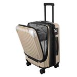 LEVEL8 Grace Carry On Luggage for Airplanes, 20 Inch Expandable Suitcases for Travelling with Spinner Wheels, Hard Shell Luggage Bag with TSA Lock, Champagne