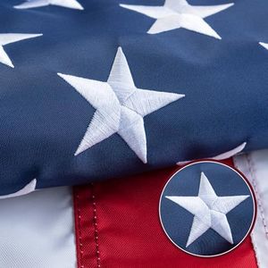 SYII American Flag 30x60 FT Outdoor High Wind - Tough Spun Polyester TearProof US Flag - Heavy Duty Embroidered Stars, Sewn Stripes, All Weather Resistant with 7 Brass Grommets