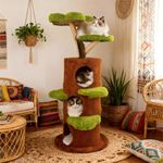 Susire Indoor Modern Cat Tree: 58Inch Tall Cat Tree for Large Cats with Multi Condos - Indoor Wood Cat Tree House Sturdy with Scratching Post