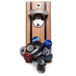 Bruntmor, CAPMAGS Strong Magnetic w/ Zinc Alloy Beer Opener & Cap Catcher - Rubberwood Hand Painted