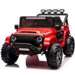 VOLTZ TOYS HVAOC Truck 2-Seater Ride-On Car Toy for Kids with 24V Battery, Open Doors, LED Lights, 2.4G Remote Control and MP3 Player, Battery Powered Electric Vehicle Kids Ages 37+ Mths (24V, Red)