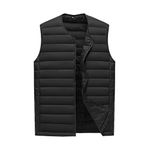 Men's Waistcoat Ultra Light Cotton Vest Men Without Collar Waterproof Sleeveless Warm Liner Male Slim Gilet Black L