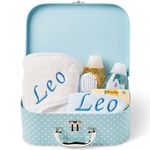 Personalised Baby Boy Gift Set: Personalised Baby Gifts, Baby Boy Bath Set, Personalised Baby Towels with Hood, Baby Gift Set, Baby Boy Personalised Gifts, Baby Personalised Gifts for Baby Boy (Blue)