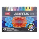 ADOERE Acrylic Paint Marker Pens, Medium Point Tip Art Markers for DIY Glass, Ceramic, Rock, Wood, Canvas, Metal, Fabric, Highly Pigmented Acrylic Pens (Multicolour) (Pack Of 12)