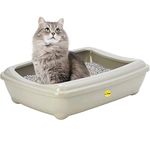 CAT CENTRE Jumbo Grey Open Cat Litter Tray With Rim 57cm Kitten Pet Toilet Plastic Loo Pan Box Anti-Spillage Portable Rounded Corners Detachable Rim Easy Cleaning No Spilling Grey Collection