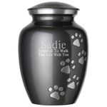 Ottillie Paws Elite Series Pet Urn with Personalized Engraving (Slate, Vertical, Pewter, Medium)