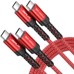 JSAUX USB C to USB C Charger Cable [2-Pack 2M+2M], 100W Fast USB C to C Type-C Charging Cord Compatible for iPhone 16 15 Plus Pro Max Samsung Galaxy S24 S23 Ultra A54 Pixel iPad Pro MacBook Air Red