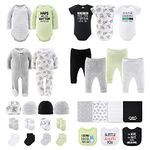 The Peanutshell Newborn Clothes & Accessories Set | 30 Piece Layette Gift Set | Fits Newborn to 3 Months | Elephant & Funny Sayings