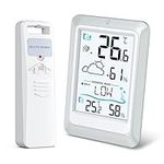 KeeKit Weather Station, Indoor Outdoor Temperature Monitor, Humidity Gauge Meter with 330ft Range Remote Sensor and Backlight Display for Home, Baby Room, Greenhouse