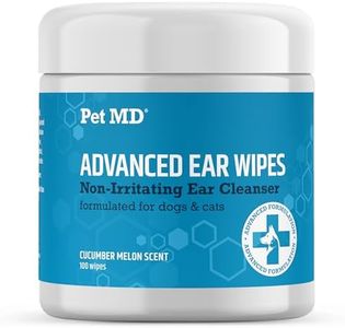 Pet MD Cat and Dog Ear Cleaner Wipes - Advanced Otic Veterinary Ear Cleaner Formula - Dog Ear Infection Treatment - 100 Count