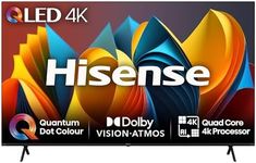 Hisense 85 Inch 4K QLED Smart TV 85E7NQTUK - Quantum Dot Colour, 4K AI Processor, Dolby Vision Atmos, Smooth Motion, Sports Mode, Vidaa OS with Freely, Youtube, Netflix and Disney+ (2024 Model)