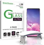 amFilm Ultra Glass Screen Protector for Galaxy S10 (2 Pack), Full Cover (Fingerprint Scanner Compatible) Tempered Glass Film with UV Gel Application for Samsung Galaxy S10 (2019)