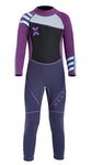 Kids Girls 2.5mm Wetsuit Long Sleeve One Piece Dive Skin UV Protection Thermal Swimsuit for Diving Snorkeling Swimming 10-11 Years Purple