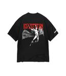 Oversized T-Shirt, Black Printed Cotton Led Zeppelin, Drop Shoulder Round Neck Boxy T-Shirt Baggy, Loose Fit, Half-Sleeve Tee for Men and Women (Small)