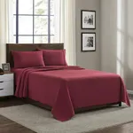 100% Cotton Flannel Sheets King Size - Warm & Cozy Flannel Bed Sheets Set for Winter - Soft Brushed Cotton Bedding for Ultimate Comfort - Heavyweight Sheet Set, King, Burgundy Red