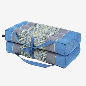 Zafuko Yoga, Meditation, Kundalini and Pilates Foldable Cushion (Zafu) for on-The-go Wide Long Block, Bolster, Floor Pillow, Prop - 100% Organic Kapok Fiber Filling (14.7"x 7" x 3", Teal Turquoise)