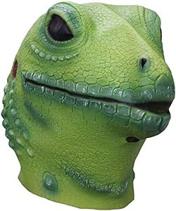 MOLEZU Lizard Head Mask Halloween Costume Props Adult Party Realistic Animal Latex Masks Green