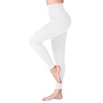 SINOPHANT High Waisted Leggings for Women, Buttery Soft Elastic Opaque Tummy Control Leggings, Plus Size Workout Gym Yoga(White1,L-XL)