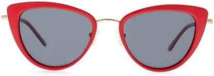 FAA'N 2024 Retro Big Frame Cat Eye Polarized Sunglasses Women with Spring Hinge(Red)