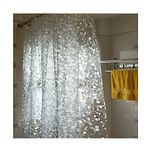 SHAVIN PVC Shower Curtain with Hooks Transparent Coin Design for Bathroom -7 Feet (Pack of 1)
