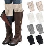 Loritta Womens Boot Socks Winter Warm Crochet Knitted Boot Cuffs Topper Socks Short Leg Warmers Gifts, F-style 06(4 Pairs), Large
