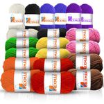 NEXMAR Premium 5-Ply 100% Acrylic Wool Crochet Yarn 50g Balls - Set of 20, Multi-Color Baby Yarn for Crochet and Knitting - Double Knitting Long Lasting Machine Washable Knitting Wool