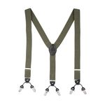 The Tie Hub Solid Y-Back Clip-On Suspender for Men (Olive Green with Black)