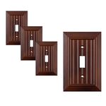 Pack of 4 Wall Plate Outlet Switch Covers by SleekLighting | Decorative Dark Brown Mahogany Look | Variety of Styles: Decorator/Duplex/Toggle / & Combo | Size: 1 Gang Toggle