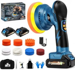 Cordless Car Polisher & Buffer, 21V Dual 2000mAh Batteries, 8-Speed Orbital Polishing Machine with LED Display, 18PCS Kit for Car Detailing, Wax & Scratch Repair