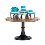 10 inches/25.5cm Rustic Base of Round Wood Wedding Cake Stand, Wedding Birthday Party Dessert Cupcake Pedestal/Display/Plate