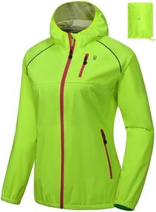 Little Donkey Andy Women's Lightweight Rain Cycling Stretch Jacket with Hood, Windproof and Waterproof, Ultralight Packable Yellow Size L