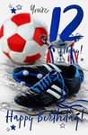 Words and Wishes 12th Birthday Card for A Boy Aged 12 Today - Football Crazy - 8.25 x 5.5 Inches