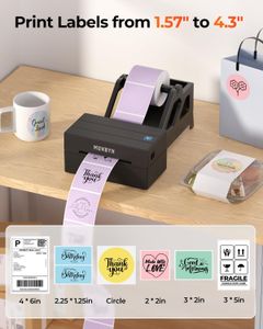 MUNBYN Bluetooth Shipping Label Printer 4x6 – Thermal, 25 Labels, Black