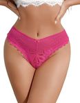 Avidlove Cheeky Thong Panties for Women Floral Lace Underwear Christmas Lingerie Rose Red